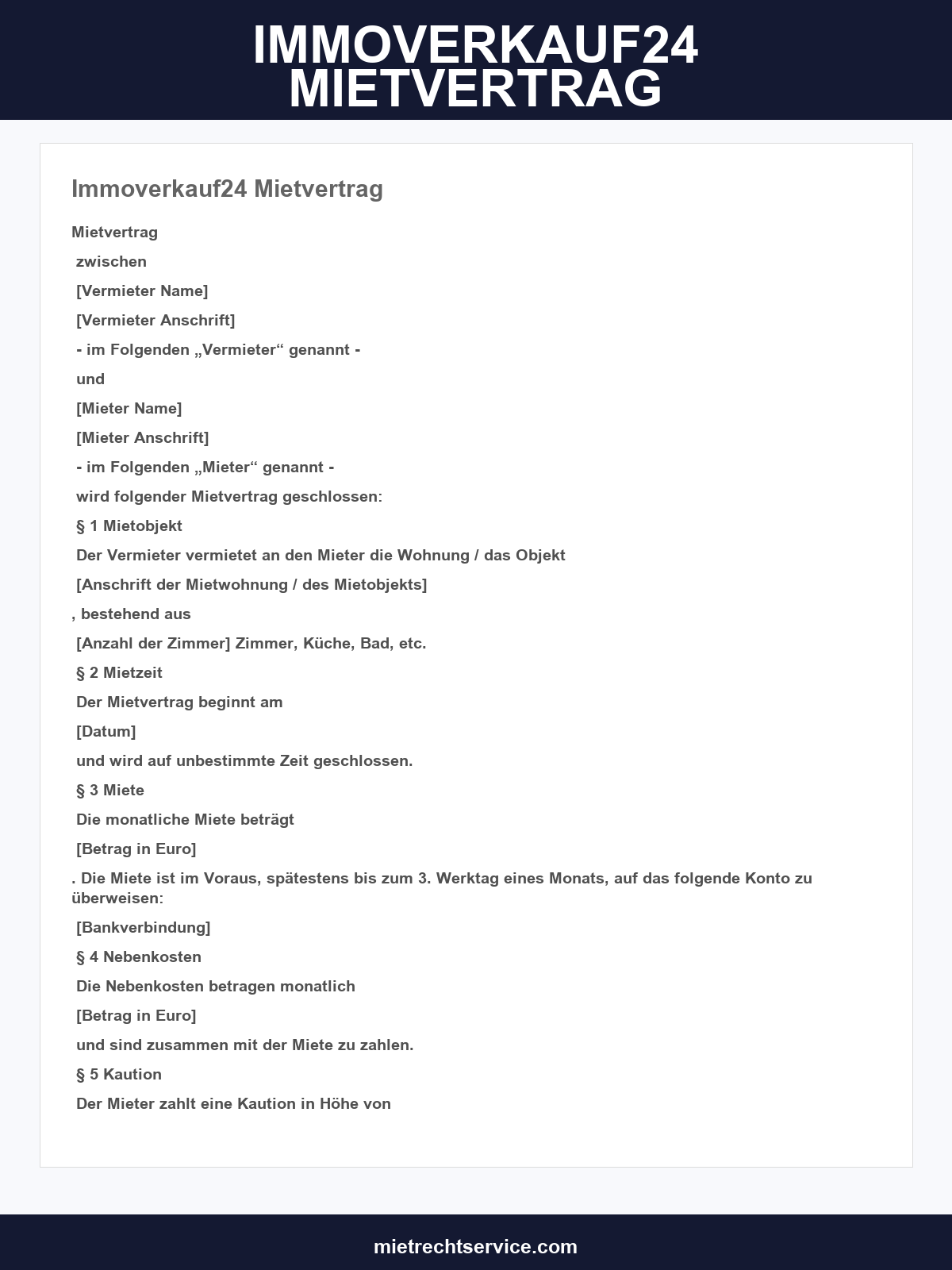 Immoverkauf24 Mietvertrag