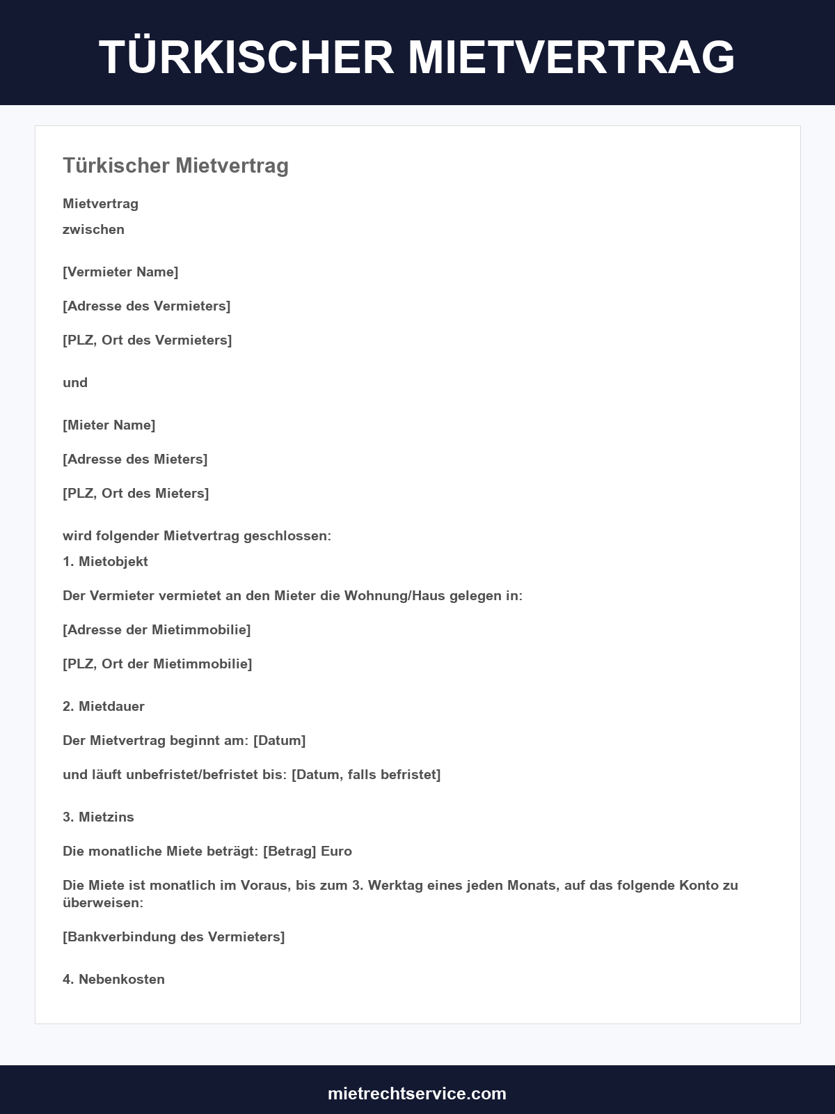 Türkischer Mietvertrag