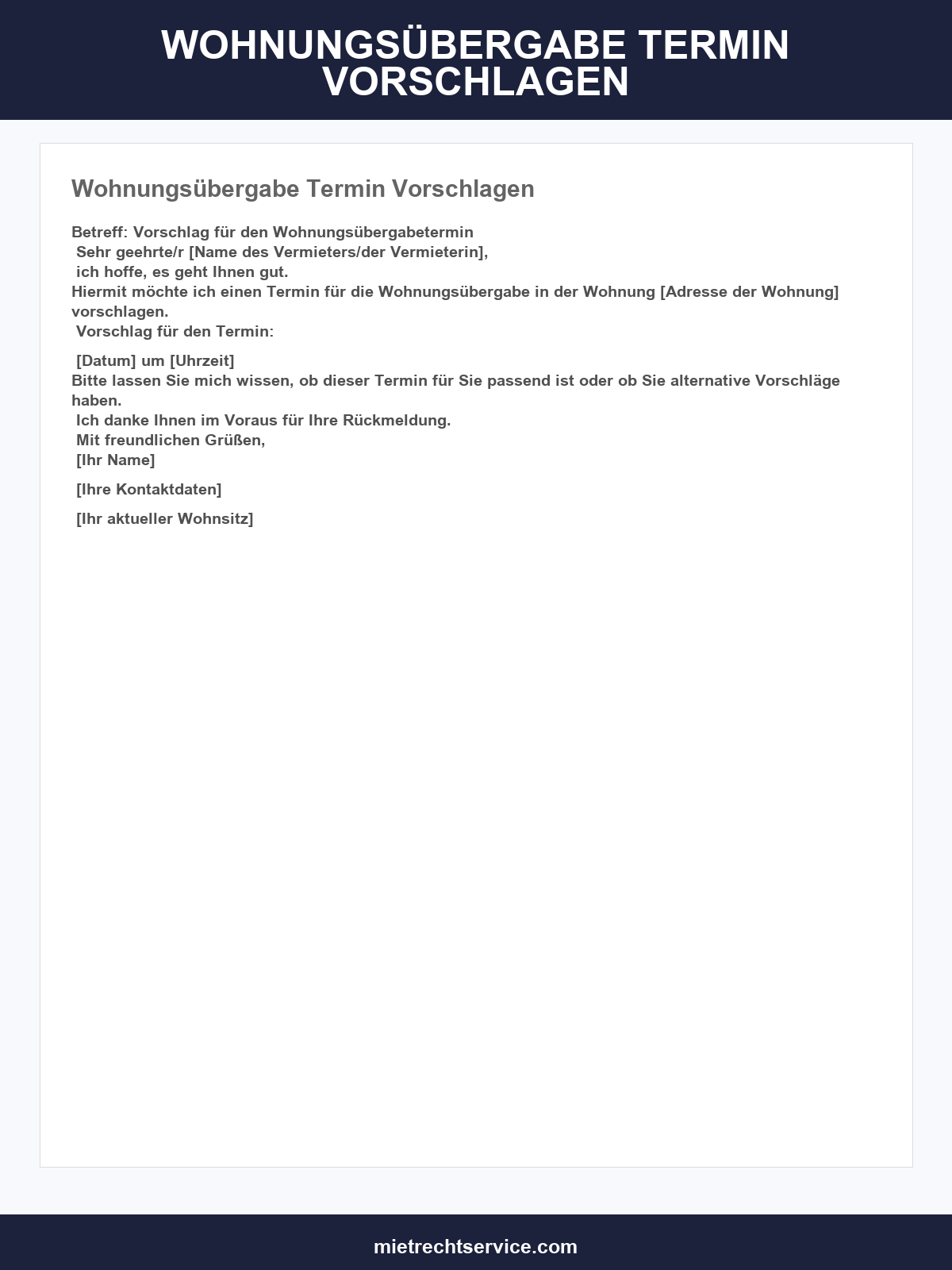 Wohnungsübergabe Termin Vorschlagen Muster